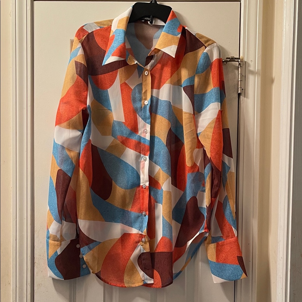 Fashion Nova Multicolor Abstract Shirt